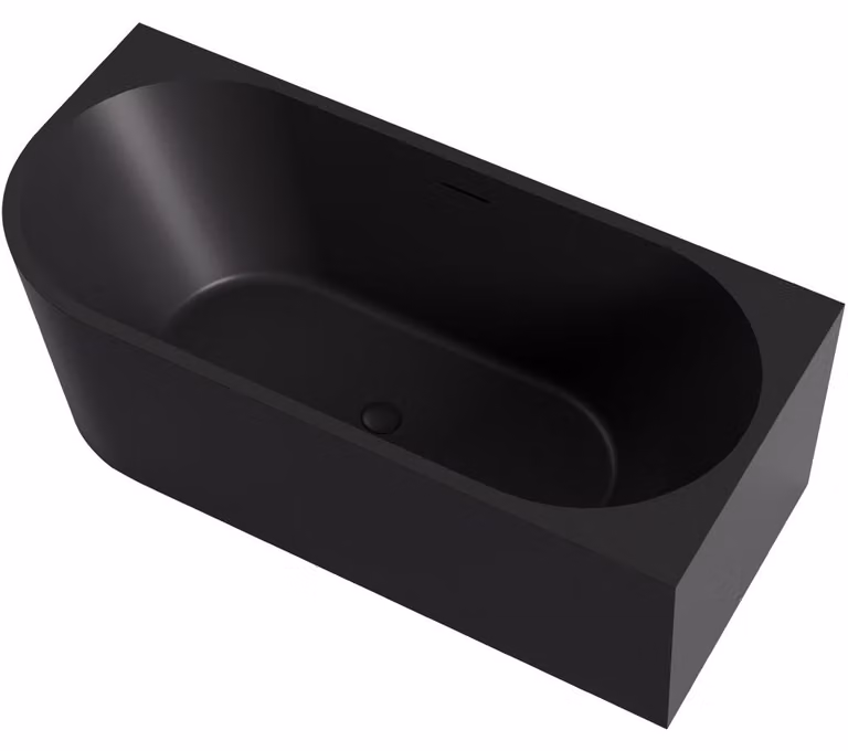 CERANO - Vasca da bagno freestanding in acrilico Bianco, versione destra - nero opaco - 170x79 cm