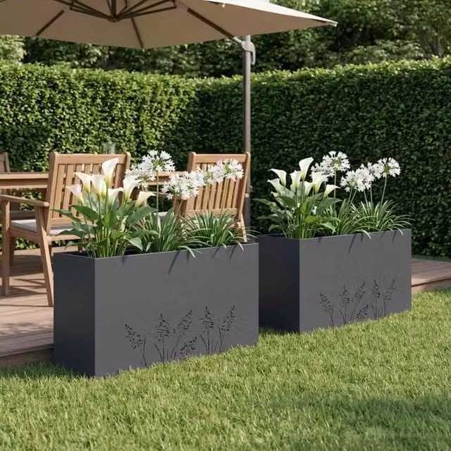 Vaso da giardino 2 pz Antracite 100 x 30 x 49 cm 8005867