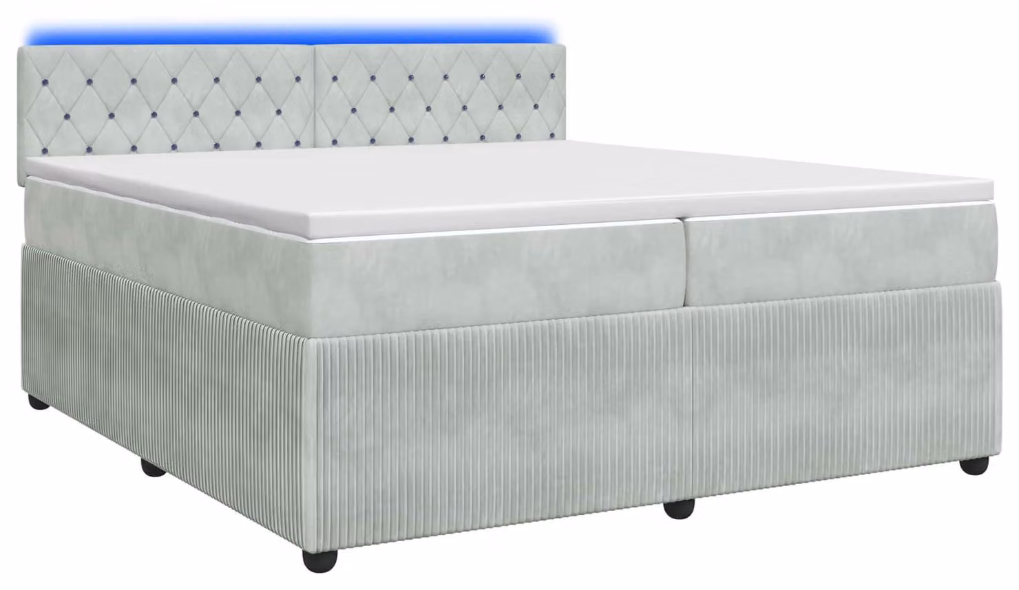 Letto a molle con materasso grigio chiaro 200 x 200 cm in velluto