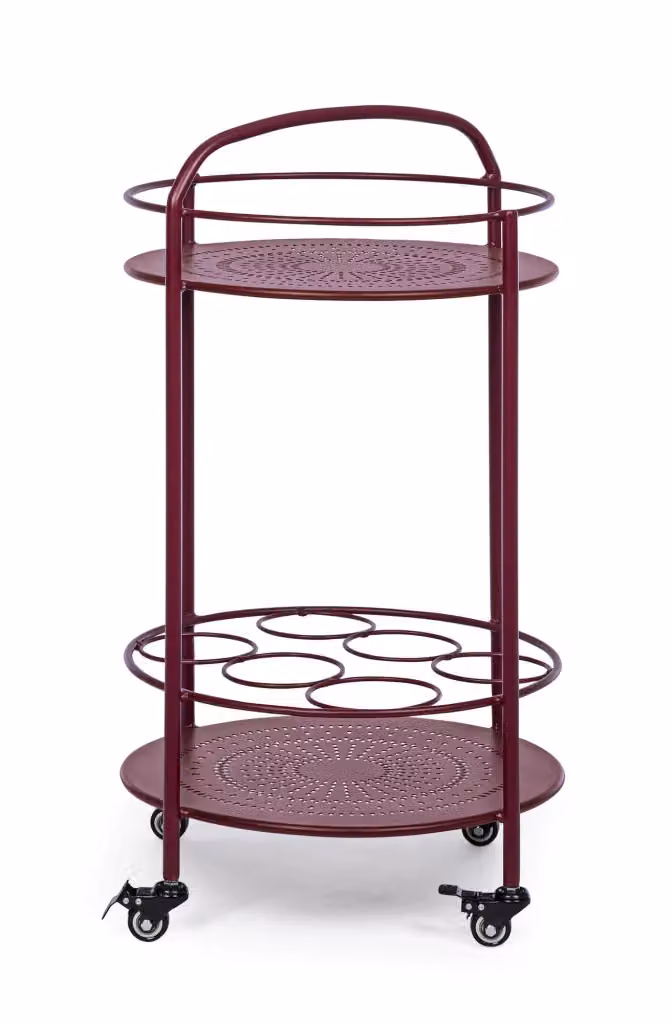 Carrello da cucina moderno GIORDANOSHOP in metallo rosso opaco con ruote L 45 cm x H 81 cm – 2