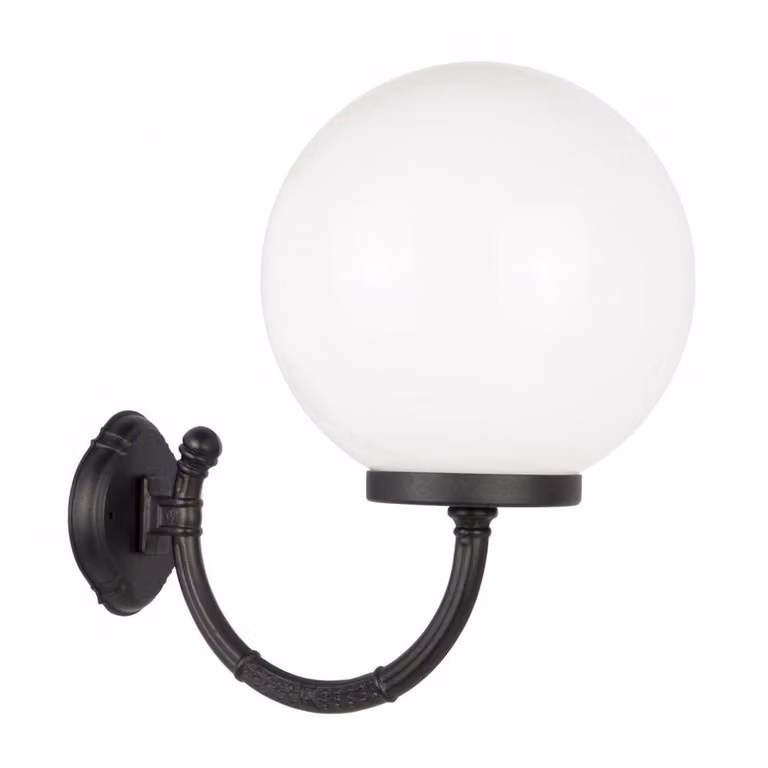 Lampada da parete da giardino sfera bianca o fumé 30 cm 1xE27 nero IP43 SU-MA Kule K 3012/1/K 300 P