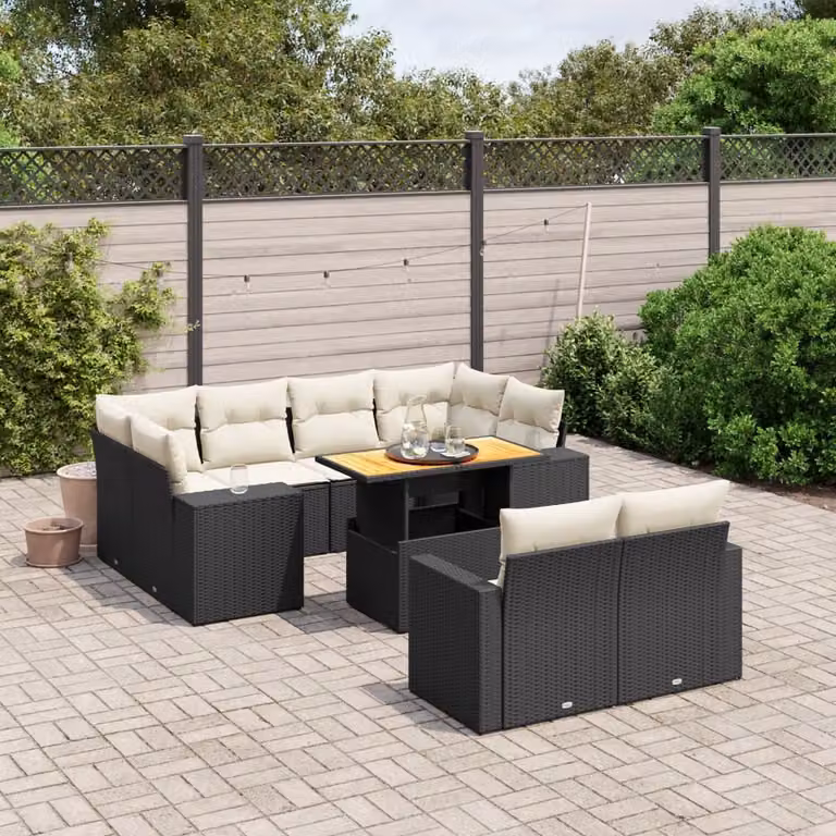 Maison Exclusive - Set Divani da Giardino 11 pz con Cuscini in Polyrattan Nero