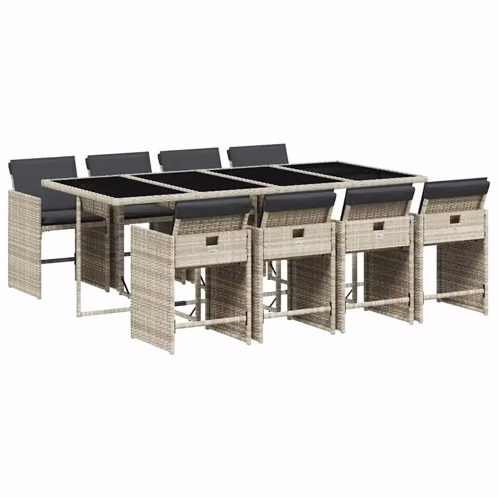 Set Pranzo da Giardino vidaXL in Polyrattan con Tavolo in Vetro e 9 Sedute Grigio Antracite – 2