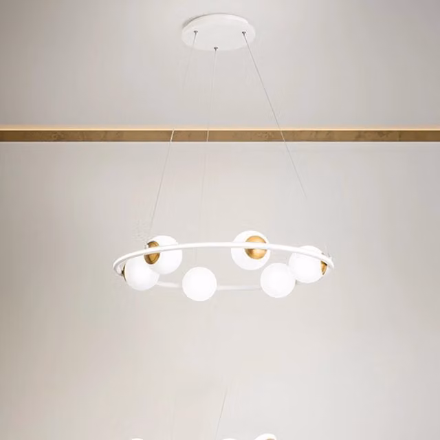 Sospensione Moderna Perenz Illumina Ball in Metallo e Vetro Bianco e Oro con LED 80W 3000K