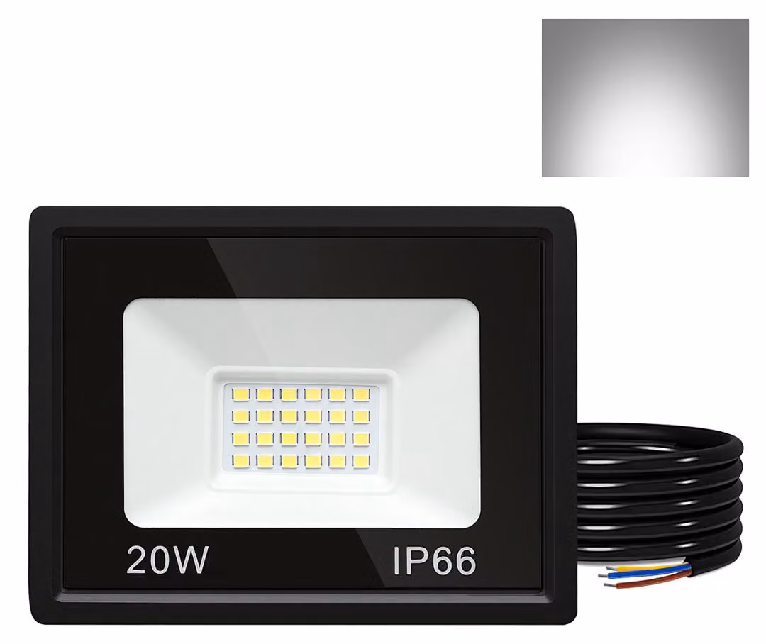Izrielar, set da 10 faretti LED da 20 W per esterni, proiettori IP66 impermeabili, ideali per campi sportivi e garage, 6000K bianco freddo, faretti da cantiere