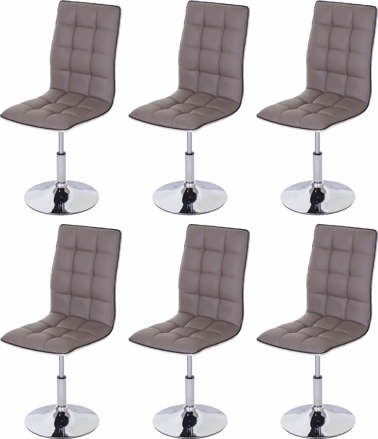 Set di 6 sedie da pranzo | A x L x P 103 x 43 x 54 cm | Altezza seduta 41 cm | Pelle finta certificata | Grigio tortora | Sedia Sedia da cucina