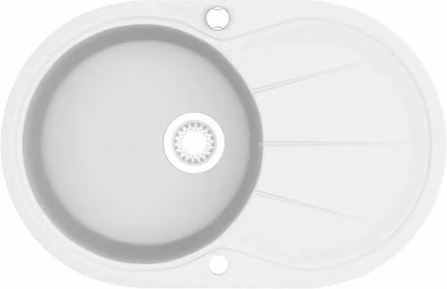 Lavello da Cucina in Granito Vasca Singola Ovale Bianco CFW7344162
