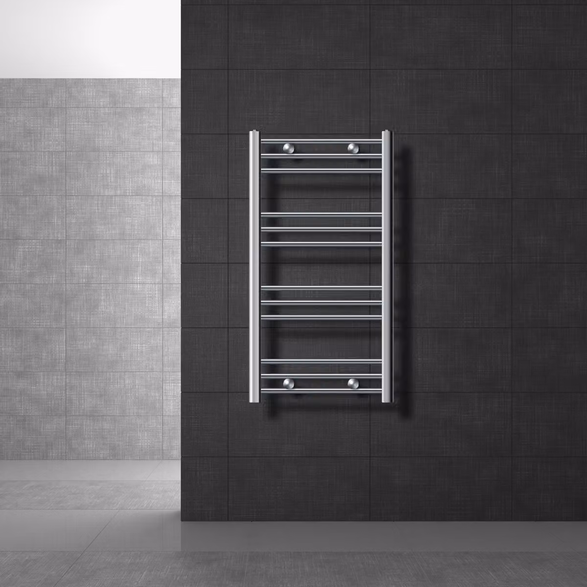 LuxeBath radiatore bagno Sahara 500x800 mm, cromo, diritto con attacco laterale, radiatore di design scaldasalviette asciugacapelli, senza elemento riscaldante