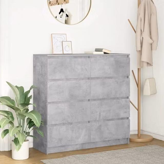 Credenza-Buffet-Armadio da cucina Grigio Cemento 100x35x99 cm in Legno Multistrato