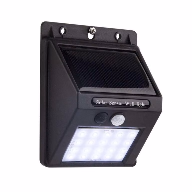 Lampada da parete solare in plastica 20 LED SMD bianchi Sensore PIR 12,3x9,9x5cm 35300