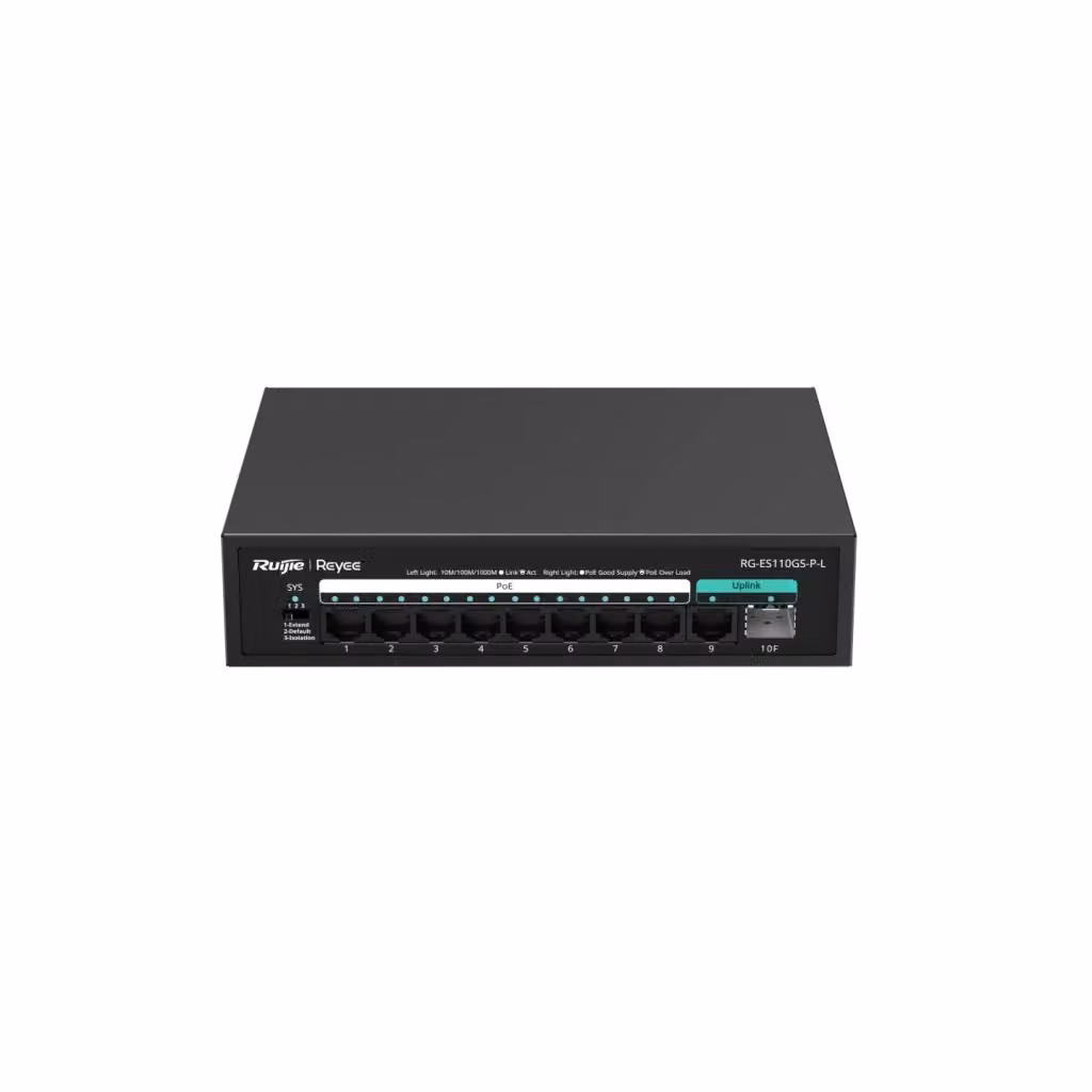 Switch PoE non gestito Reyee RG-ES110GS-P-L con 10 porte Gigabit 10/100/1000 Mbps, Nero – 2