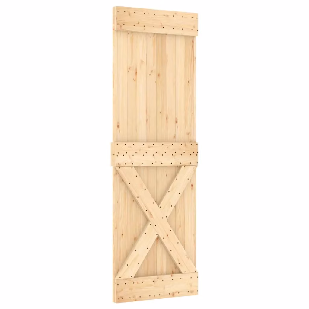 Porta scorrevole minimalista vidaXL in legno e acciaio, colori marrone, nero e beige, L: 70 cm, H: 210 cm – 2
