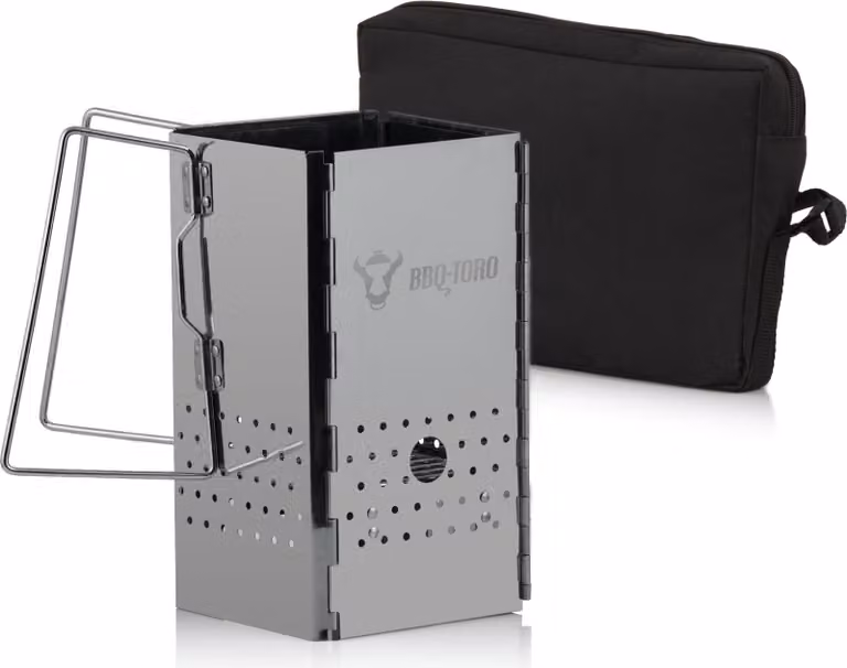 BBQ-Toro, camino pieghevole in acciaio inox con maniglie | 16 x 16 x 29 cm