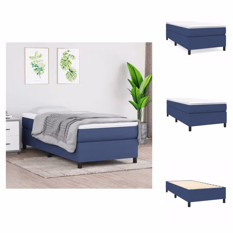 vidaXL Letto a molle con materasso blu 80x200 cm in tessuto - Letti & strutture letto