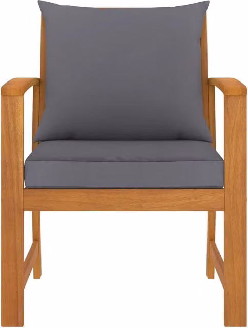 Set di 2 sedie da giardino con cuscini vidaXL in legno di acacia oliato e tessuto grigio con braccioli – 1
