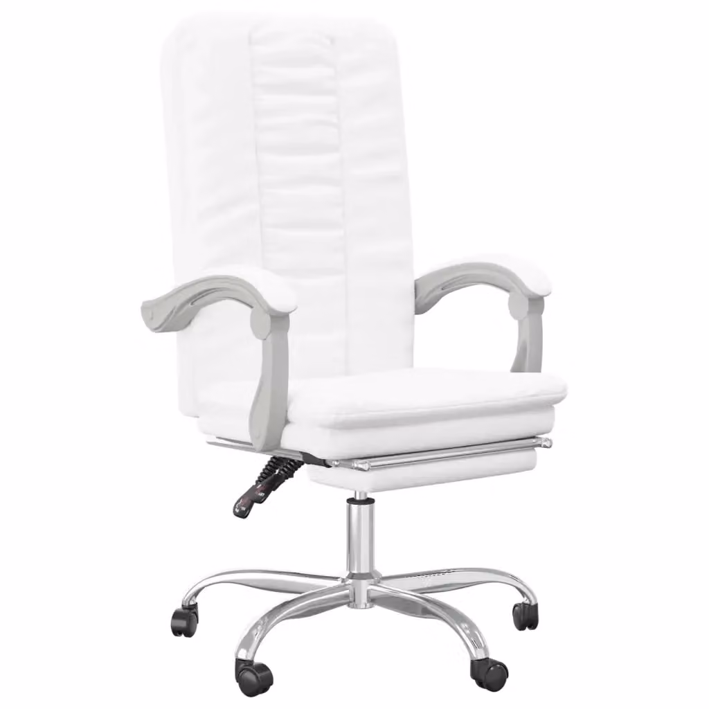 Poltrona da ufficio executive vidaXL bianca in similpelle con rotelle e braccioli – 2