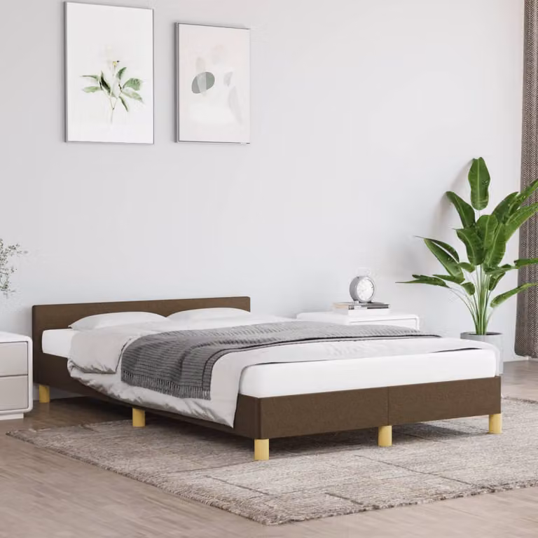 vidaXL Giroletto senza Materasso Marrone Scuro in Tessuto e Legno L/P/H: 80 x 200 cm