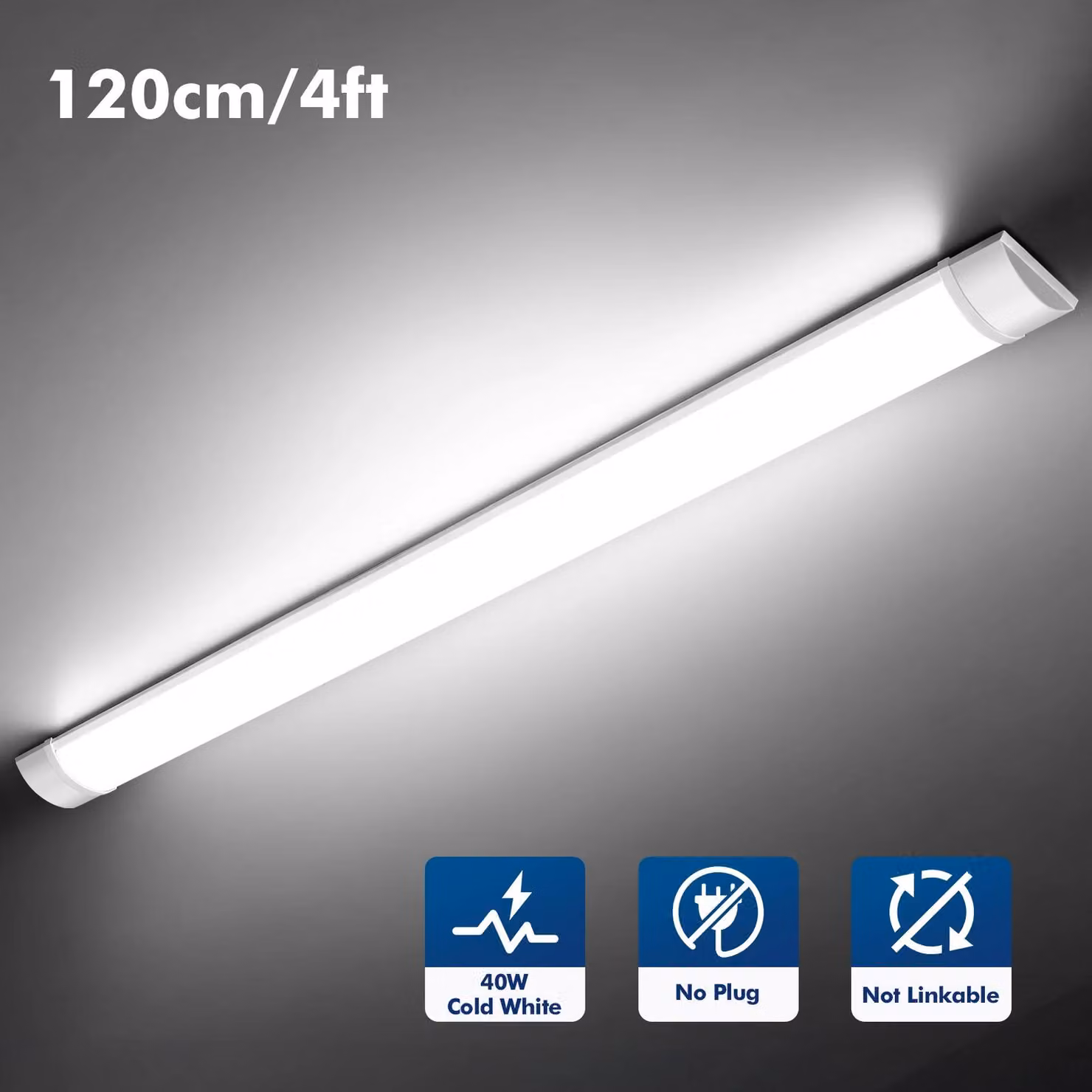 Illuminazione a LED - Lampada tubolare - 120 cm - 40 W - Luce bianco caldo 3000 K - Confezione da 5 - Adatta per garage e officina