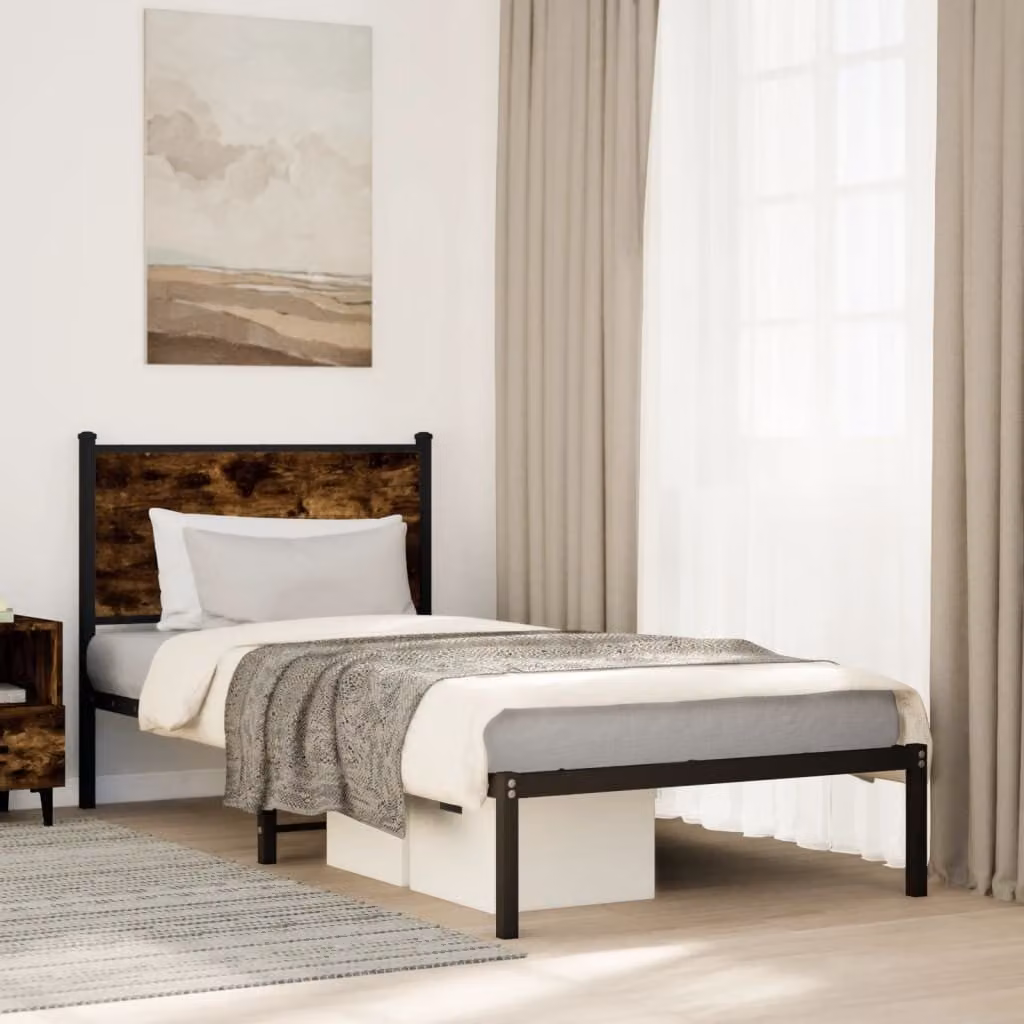 Giroletto in metallo vidaXL senza materasso, colore marrone, L 90 cm x P 200 cm