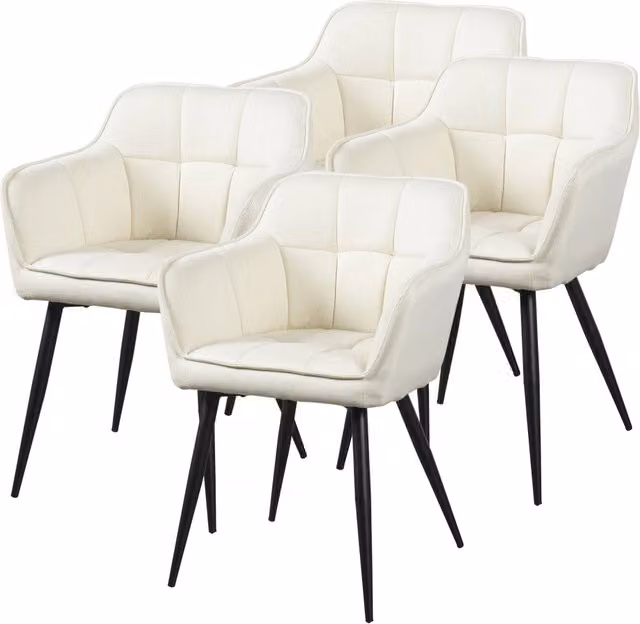Set di 4 sedie da sala da pranzo Birmingham in tessuto beige en.casa