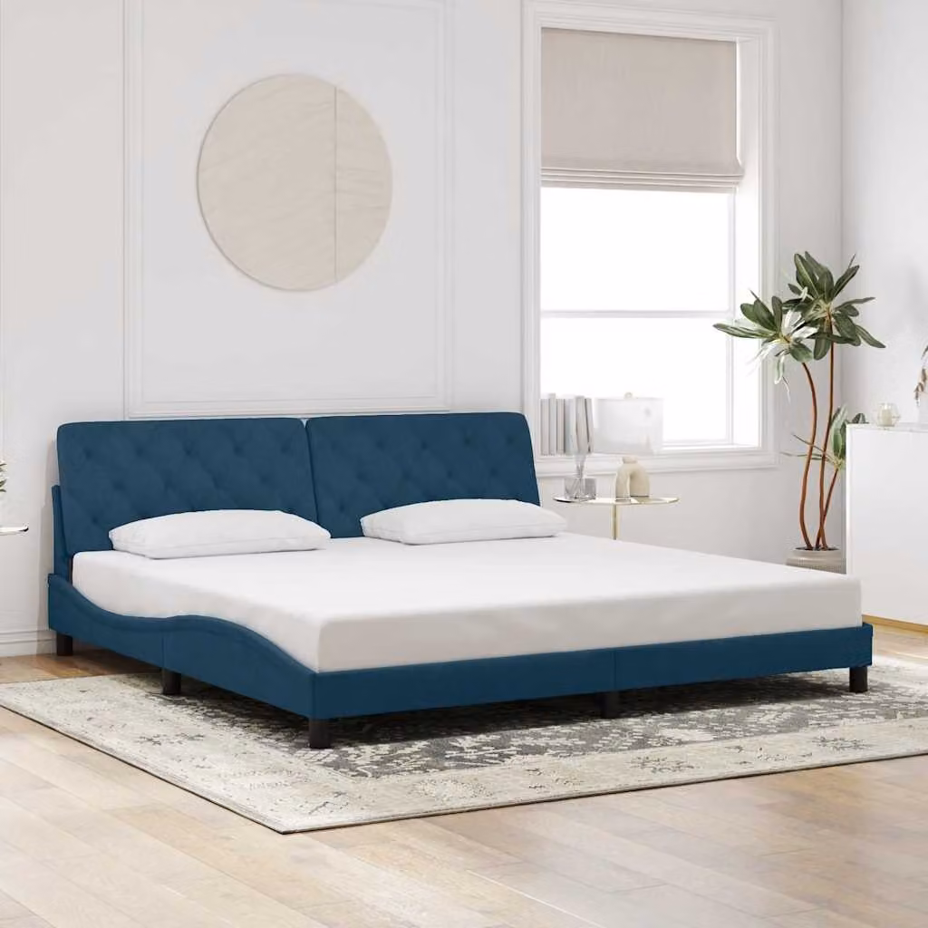 vidaXL Giroletto senza Materasso in Velluto Blu L/P/H: 200 x 200 x 74,5 cm – 1