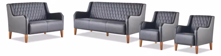 Sofa-Set Leder Modern 3-Sitzer 2-Sitzer Schwarz Sessel Ledesofas Couch