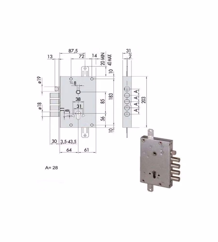 Serratura Sicurezza Triplice 56515-38-B Cisa