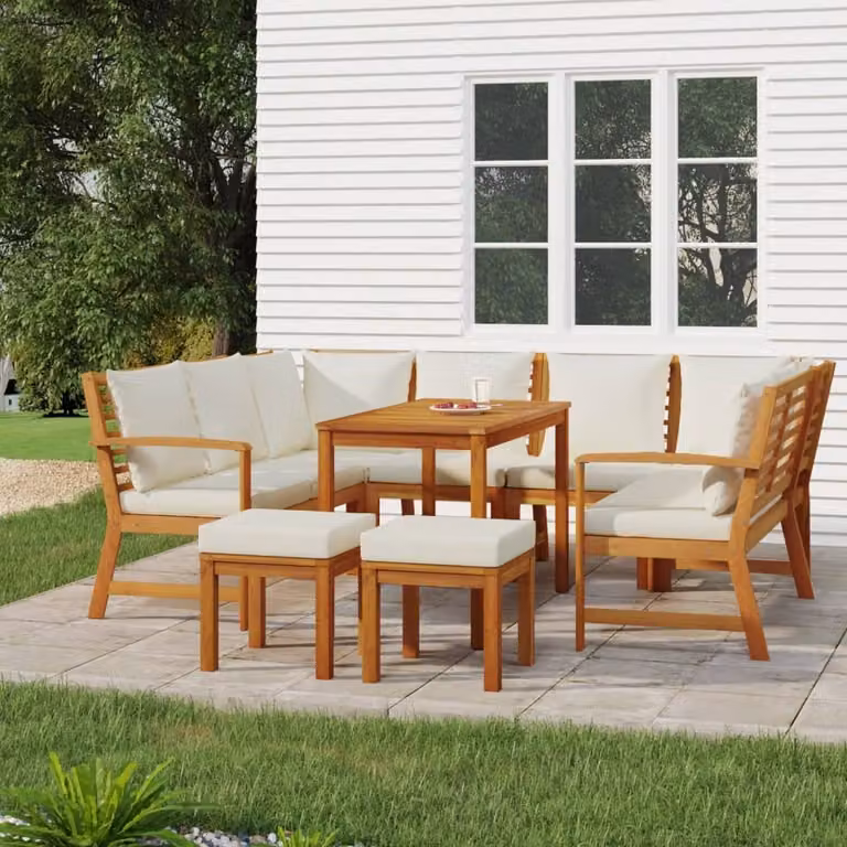 Maison Exclusive - Set da pranzo da giardino 9 pezzi con cuscini in legno massello di acacia