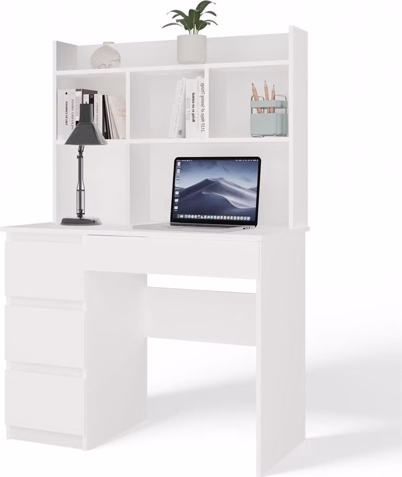 MIJAS Scrivania con cassetto estraibile a sinistra – Scrivania compatta e funzionale | Colore: bianco opaco