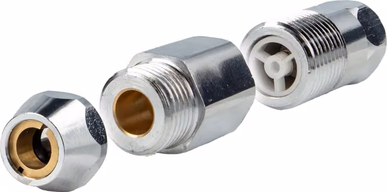 antiriflusso tecuro 3/8 ÜWM x 1/2 pollice AG con raccordo a compressione Ø 10 mm, ottone cromato