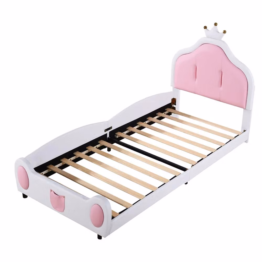 Letto imbottito per bambini Minimal in similpelle bianco con testiera decorata L/P/H: 90 x 200 cm – 2