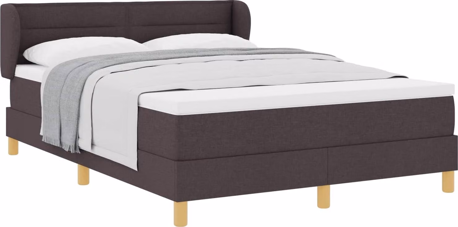 Letto a molle con materasso Marrone Scuro 140 x 200 cm Tessuto