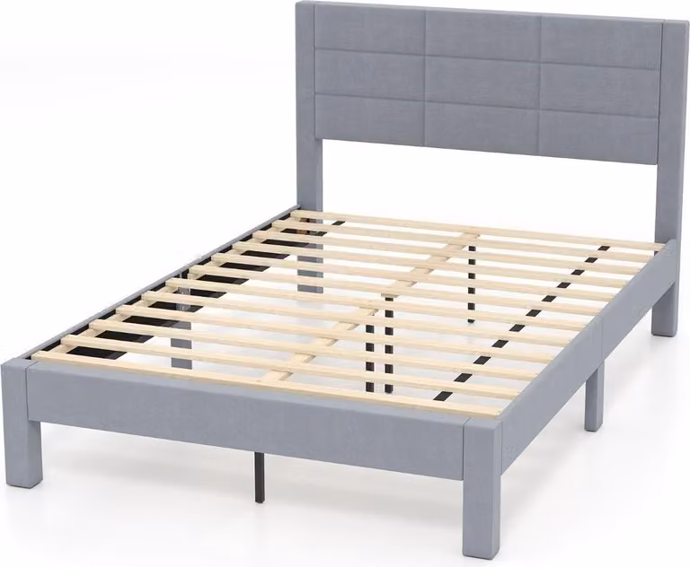 Struttura letto a piattaforma per materasso 200x140 cm, velluto grigio