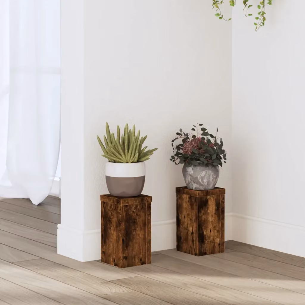 vidaXL Supporto per piante in legno marrone, set da 2 pezzi, L/P/H: 10 x 10 x 18 cm