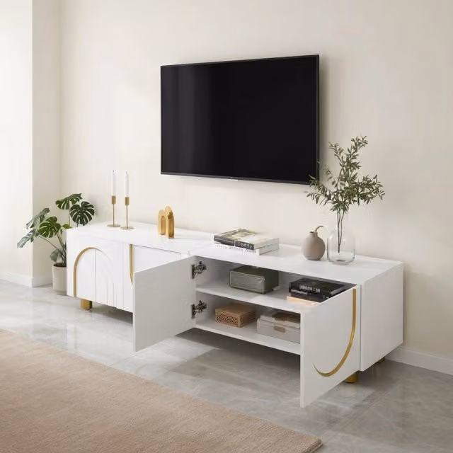 Cassettiera per TV bianca in truciolare lunghezza 170 cm