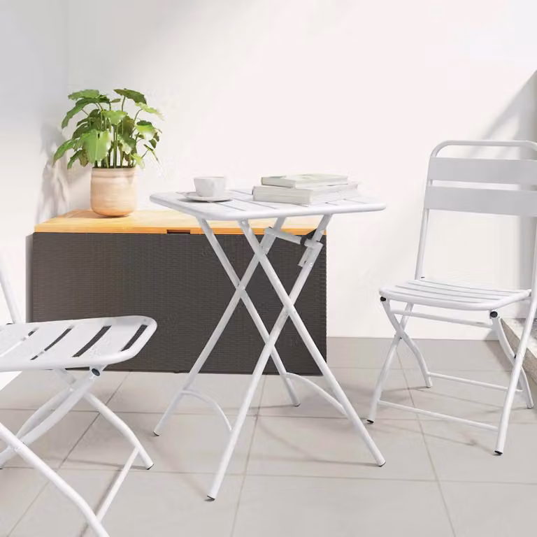 vidaXL Tavolo da bistrot moderno in metallo bianco L/P/H: 55 x 55 x 72,5 cm