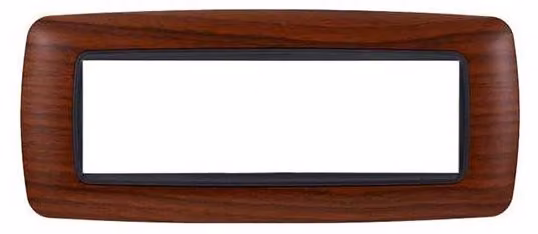 Ettroit placca compatibile Bticino Livinglight 7 moduli plastica bombata colore radica - LN88703