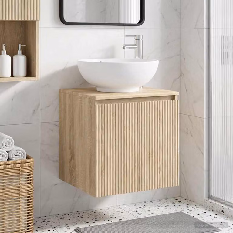 Mobile Lavabo da Parete vidaXL in Rovere Sonoma Marrone L: 49,5 cm, P: 44,5 cm, H: 65 cm