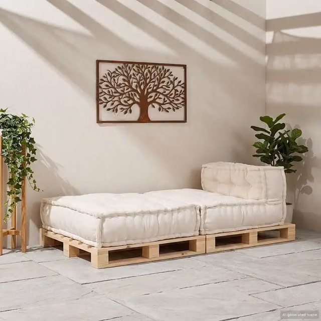 Divano Componibile Modulare Design Mania in Tessuto Beige L: 70 cm, P: 70 cm, H: 54 cm