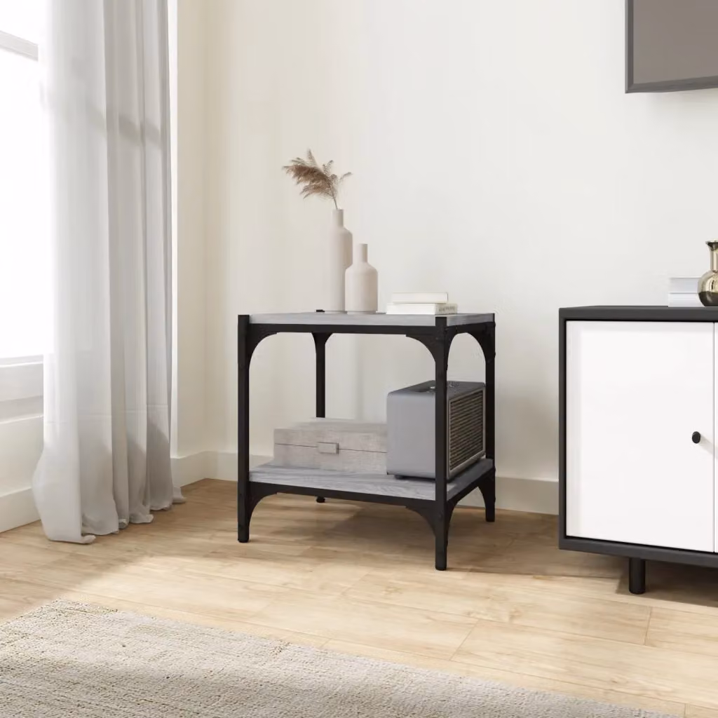 Mobile TV vidaXL in stile industriale grigio, realizzata in legno e metallo, L/P/H: 40 x 33 x 41 cm