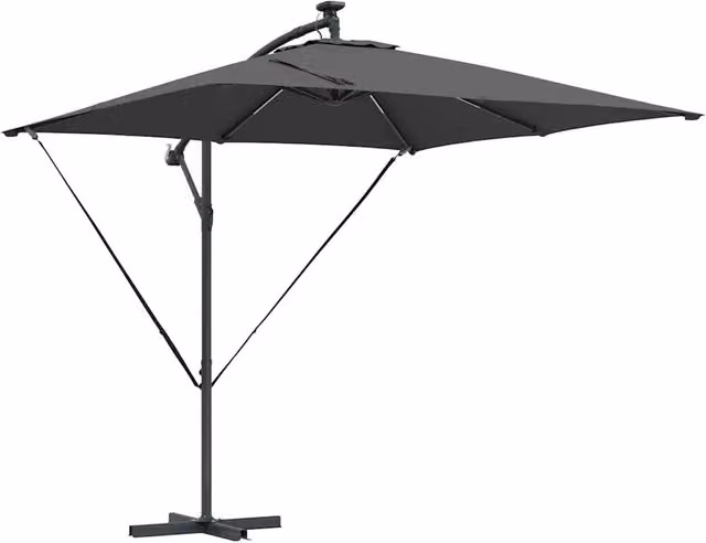 Ombrello parasole a braccio laterale Design In in poliestere e alluminio colore antracite L: 249 cm, P: 249 cm, H: 250 cm