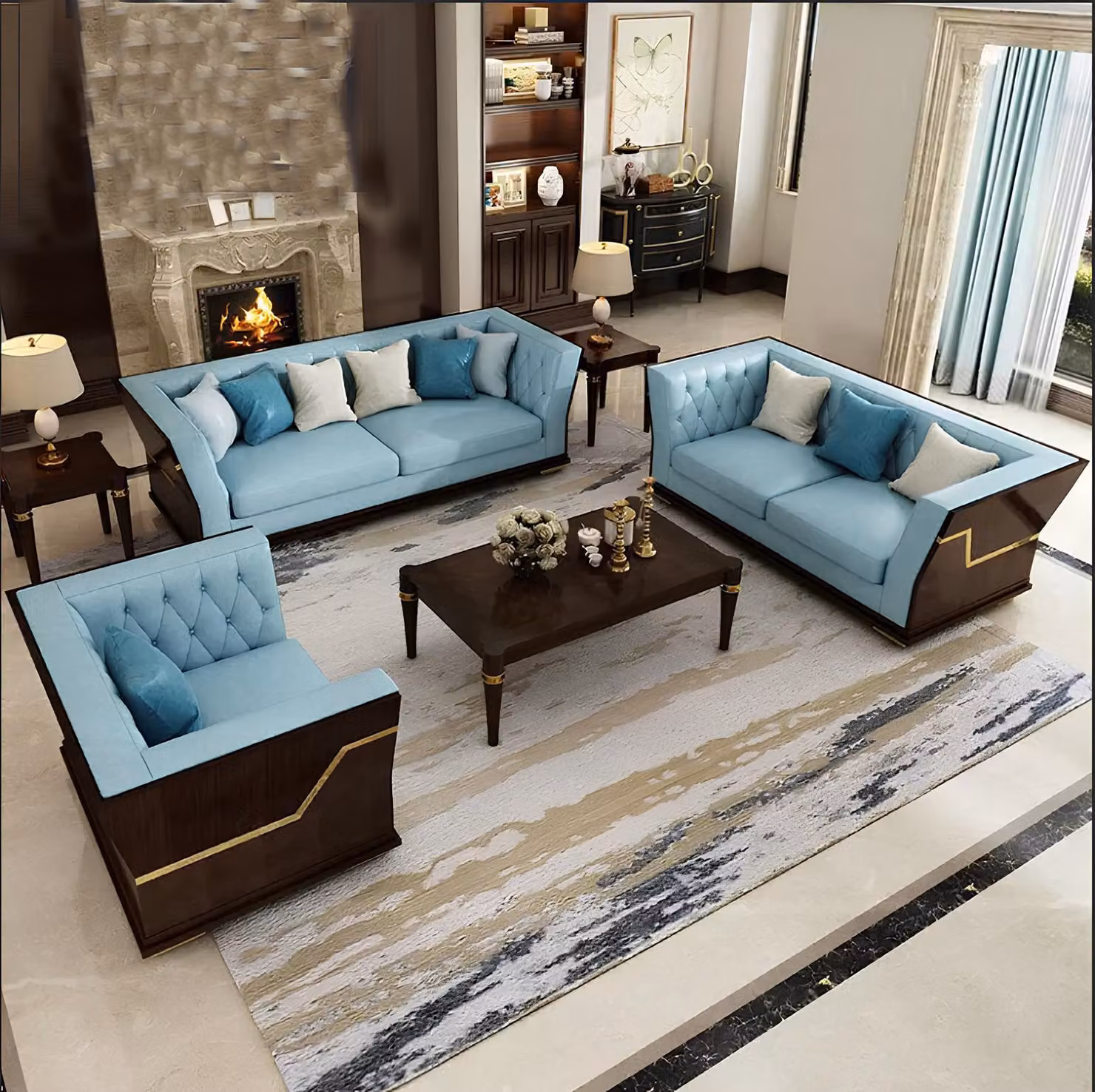 Klassische Designer Garnitur Sofa Couch Set Polster Sitz Set 3+2 Sofas Couchen