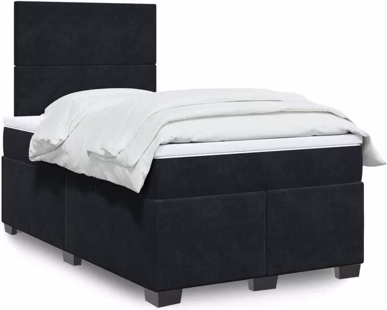 Maison Exclusive - Giroletto a Molle con Materasso Nero 120x190 cm in Velluto