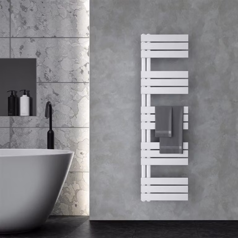 VILSTEIN radiatore elettrico per bagno, radiatore per asciugamani aperto lateralmente, asciugatore per bagno, radiatore a parete, riscaldamento per asciugamani per bagno, radiatore per asciugamani, bianco, 160x45 cm
