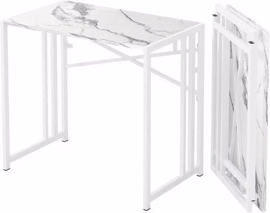 Scrivania ribaltabile multifunzionale in marmo bianco, 90 cm
