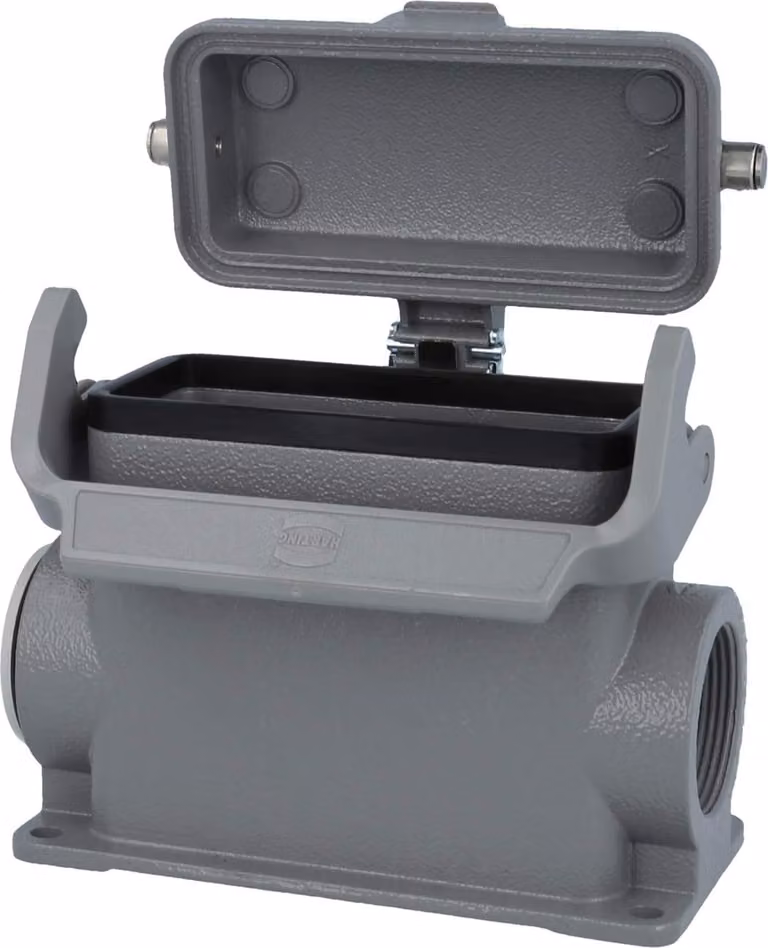 HARTING Han 16B Base alta, 1xM32 uscita cavo laterale, con 1 staffa longitudinale con cappuccio protettivo in metallo - 1 pezzo