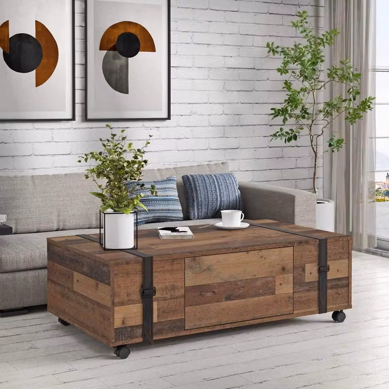Tavolino BUSRA con rotelle Legno vecchio