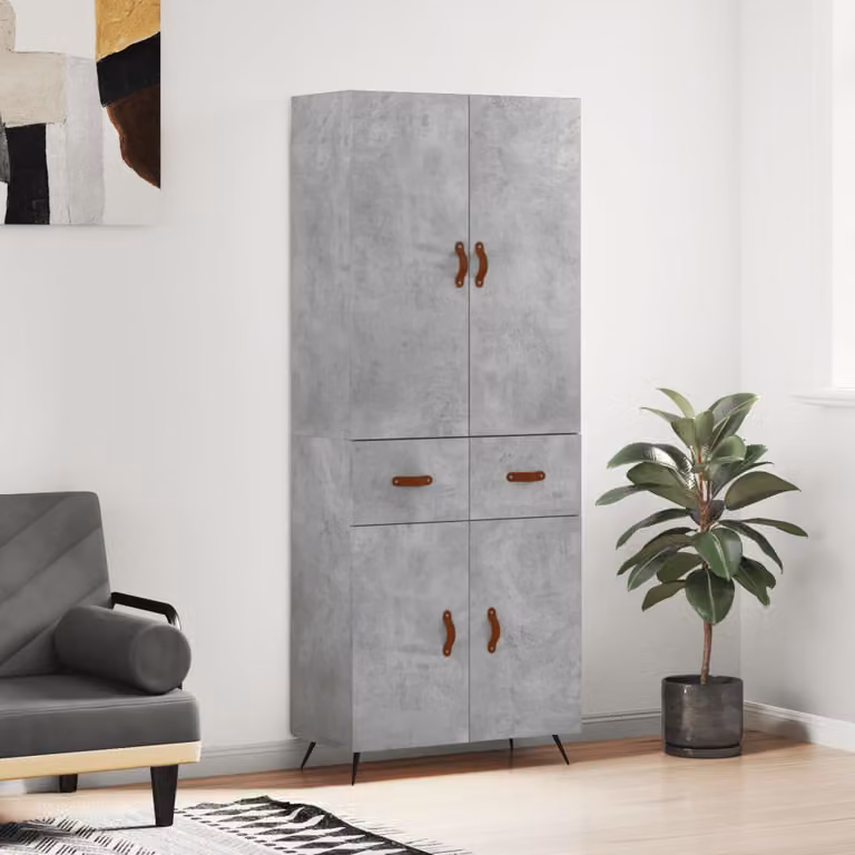 vidaXL Credenza Moderna Grigia in Legno e Metallo L: 69,5 cm, P: 34 cm, H: 180 cm