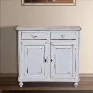 Credenza base napoletana in legno Shabby chic 2 ante bianco consumato