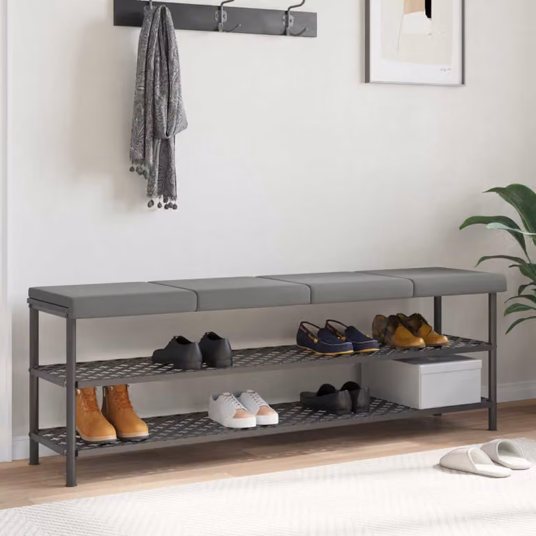 Set di 4 cuscini per panchina vidaXL in velvet Grigio, forma rettangolare con base antiscivolo L: 40 cm, P: 40 cm, H: 4 cm